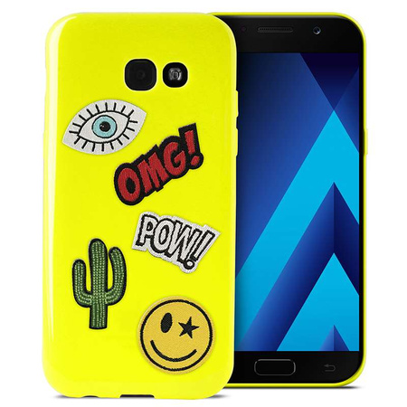 PURO Patch Mania - Etui Samsung Galaxy A3 (2017) w zestawie 5 naklejek (żółty) (SGGA317PM1GRN)