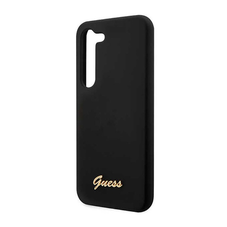 Guess Silicone Script Metal Logo - Etui Samsung Galaxy S23+ (czarny) (GUHCS23MSLSMK)