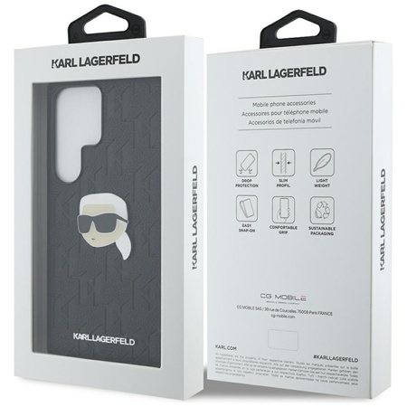 Karl Lagerfeld Leather Monogram Pin Logo Karl Head - Etui Samsung Galaxy S25 Ultra (czarny) (KLHCS25LPGKLKIPK)