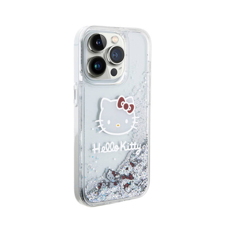 Hello Kitty Liquid Glitter Charms Kitty Head - Etui iPhone 14 Pro (srebrny) (HKHCP14LLIKHET)