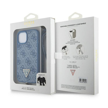 Guess Crossbody 4G Metal Logo - Etui iPhone 15 (niebieski) (GUHCP15SP4TDSCPB)