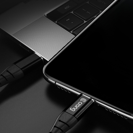 Crong Armor Link - Kabel 60W PD 3A USB-C do USB-C 25cm (czarny) (CRG-AL025USCC-BLK)
