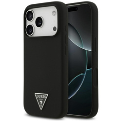Guess Silicone Triangle Logo MagSafe - Etui iPhone 17 Pro (czarny) (GUHMP17LSCTRLMK)