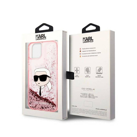 Karl Lagerfeld Liquid Glitter NFT Karl's Head - Etui iPhone 14 Plus (różowy) (KLHCP14MLNKHCP)
