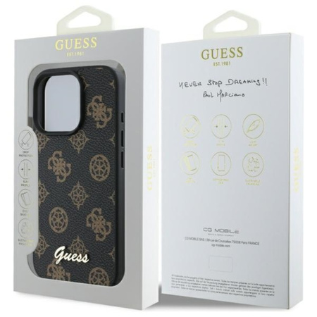 Guess Peony Script MagSafe - Etui iPhone 16 Pro Max (czarny) (GUHMP16XPGPYSK)