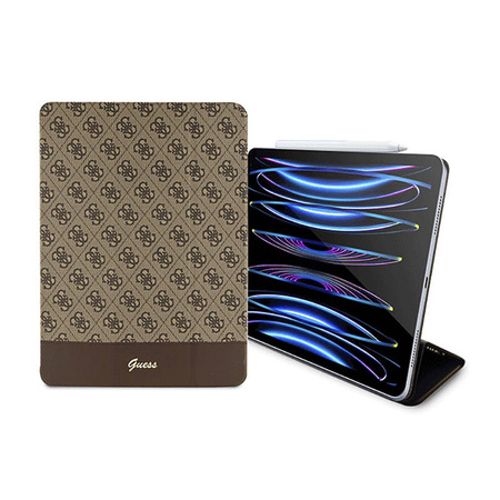 Guess 4G Stripe Allover - Etui iPad Pro 12.9" (2022-2020) (Brązowy) (GUFCP12PS4SGW)