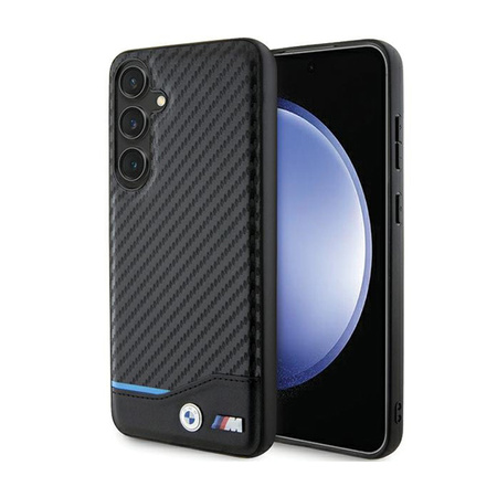 BMW Leather Carbon Blue Line - Etui Samsung Galaxy S24+ (czarny) (BMHCS24M22NBCK)