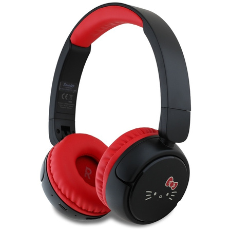 Hello Kitty Face Logo - Bezprzewodowe słuchawki nauszne Bluetooth V5.3 (czerwony) (HKOBHV6ROKFR)