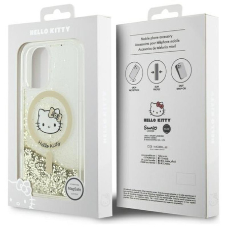 Hello Kitty Liquid Glitter Fever MagSafe - Etui iPhone 16 (biały / złoty) (HKHMP16SLGDIH)