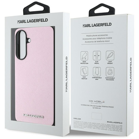 Karl Lagerfeld Saffiano Metal Logo - Etui do Samsung Galaxy A56 5G (różowy) (KLHCSA56PSAFWMCP)