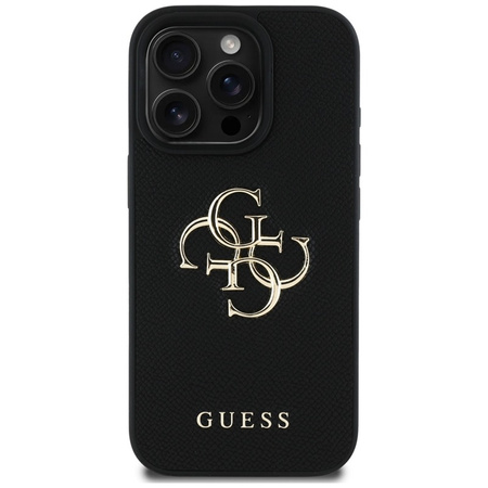 Guess Grained Big 4G Logo Small Classic Logo - Etui do iPhone 16 Pro Max (czarny) (GUHCP16XPGT4MBK)