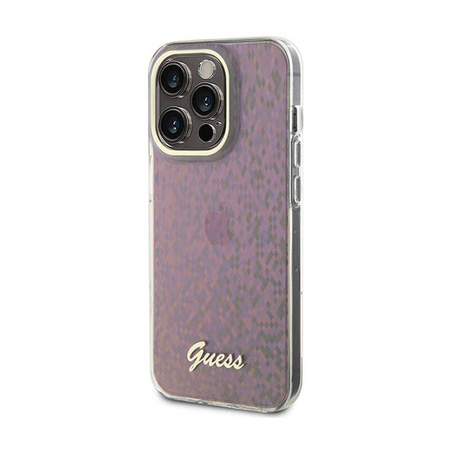 Guess IML Faceted Mirror Disco Iridescent - Etui iPhone 15 Pro (różowy) (GUHCP15LHDECMP)