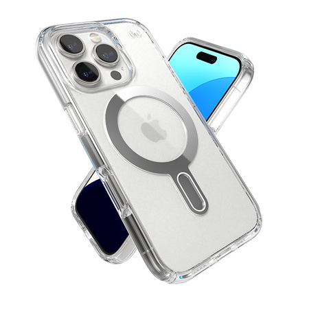 Speck Presidio Perfect-Clear ClickLock & MagSafe - Etui iPhone 16 Pro (Clear / Chrome Finish / Serene Silver) (150703-3199)