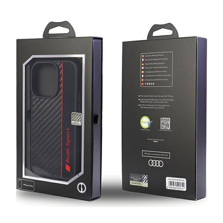 Audi Carbon Fiber Stripe - Etui iPhone 14 Pro (Czarny) (AUS-TPUPCIP14P-R8/D1-BK)