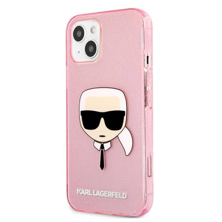 Karl Lagerfeld Karl’s Head Glitter - Etui iPhone 13 Mini (różowy) (KLHCP13SKHTUGLP)