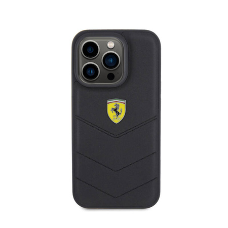 Ferrari Quilted Metal Logo - Etui iPhone 15 Pro (czarny) (FEHCP15LRDUK)