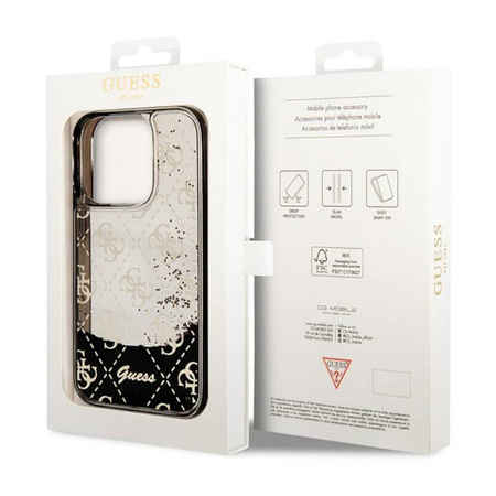 Guess Liquid Glitter Transculent 4G - Etui iPhone 14 Pro (Czarny) (GUHCP14LLC4PSGK)
