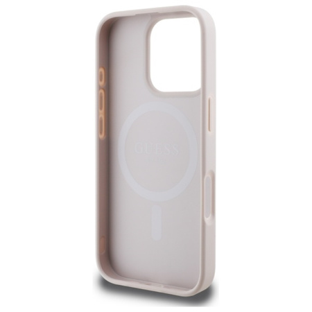 Guess 4G Ring Classic Logo MagSafe - Etui iPhone 16 Pro Max (różowy) (GUHMP16XG4GFRP)