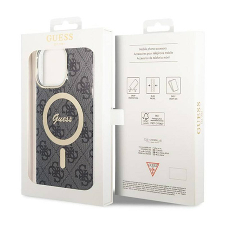 Guess 4G MagSafe - Etui iPhone 14 Pro Max (Czarny) (GUHMP14XH4STK)