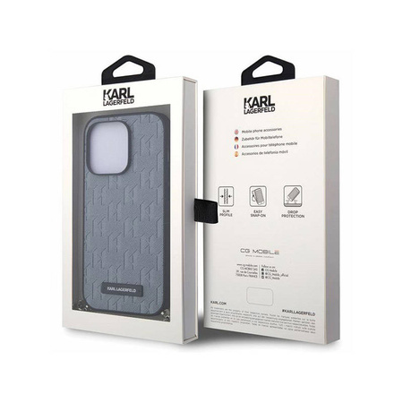 Karl Lagerfeld Saffiano Monogram Chain - Etui iPhone 14 Pro Max (Srebrny) (KLHCP14XSACKLHPG)