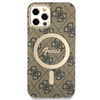 Guess Bundle Pack MagSafe 4G - Zestaw etui + ładowarka MagSafe iPhone 12 / iPhone 12 Pro (brązowy/złoty) (GUBPP12MH4EACSW)
