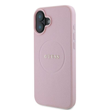 Guess Grained Ring MagSafe - Etui iPhone 16 Plus (różowy) (GUHMP16MPGHSMMP)