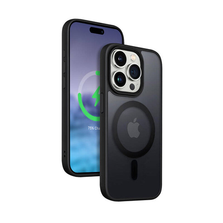 Crong Hybrid Frost MAG Cover - Etui iPhone 15 Pro MagSafe (czarny) (CRG-HFM-IP1561P-BLK)