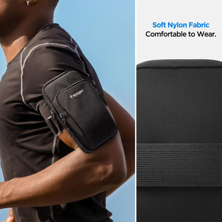Spigen A702 Dynamic Shield Armband - Etui / Sportowa opaska na ramię na smartfon do 6.9" (Czarny) (AMP04617)