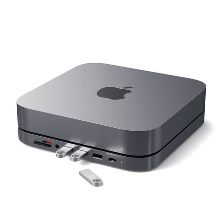 Satechi Podstawka-Hub do Mac Mini - 3 x USB 3.0, USB-C, audio jack, micro/SD - Gwiezdna szarość (ST-ABHFM)