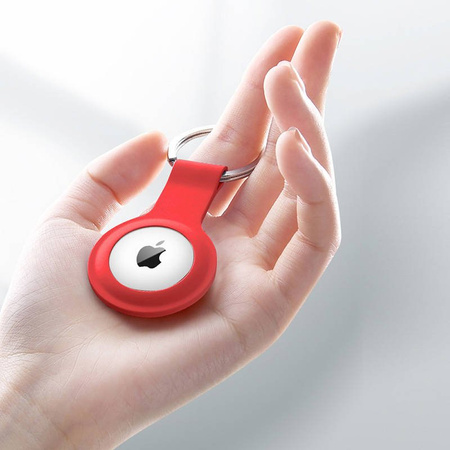 Crong Silicone Case with Key Ring – Etui ochronne brelok do Apple AirTag (czerwony) (CRG-ATS-RED)