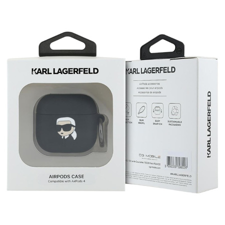 Karl Lagerfeld Silicone Karl Head 3D - Etui AirPods 4 (czarny) (KLA4RUNIKK)