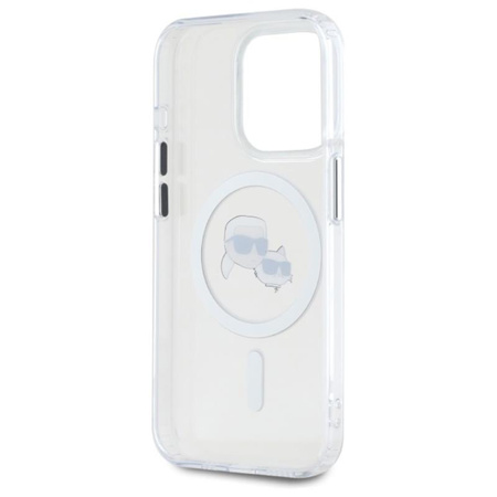 Karl Lagerfeld IML Metal Karl & Choupette Head MagSafe - Etui iPhone 15 Pro Max (biały) (KLHMP15XHLSKCH)