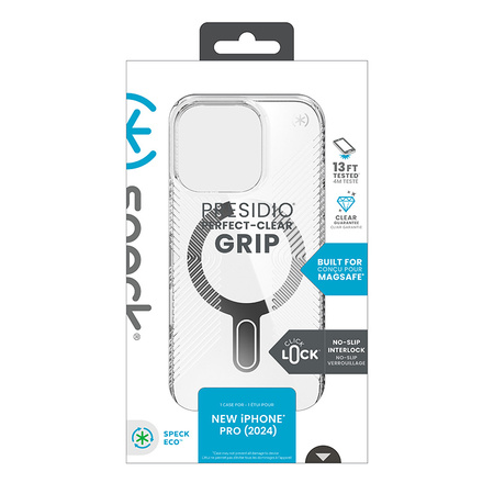 Speck Presidio Perfect-Clear Grip ClickLock & MagSafe - Etui iPhone 16 Pro (Clear / Chrome Finish / Serene Silver) (150704-3199)
