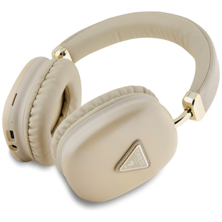 Guess Metallic Triangle Logo - Bezprzewodowe słuchawki nauszne Bluetooth V5.3 (złoty) (GUBHK1SATSD)