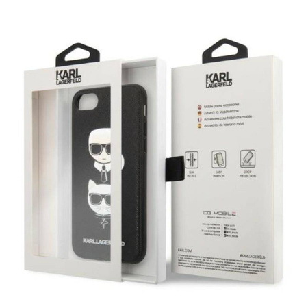 Karl Lagerfeld Saffiano Karl & Choupette Heads - Etui iPhone SE 2022 / SE 2020 / 8 / 7 (czarny) (KLHCI8SAKICKCBK)