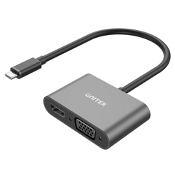 Unitek Adapter USB-C na HDMI 4K i VGA FullHD - czarny (V1168A)