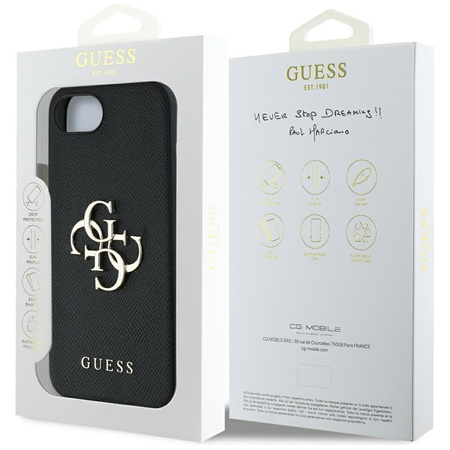 Guess Grained Big 4G Logo Small Classic Logo - Etui do iPhone 16e (czarny) (GUHCPSE4PGT4MBK)