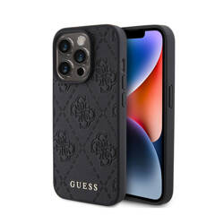 Guess Leather 4G Stamped - Etui iPhone 15 Pro (czarny) (GUHCP15LP4EPMK)