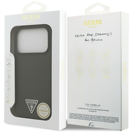 Guess Silicone Triangle Logo MagSafe - Etui iPhone 17 Pro (khaki) (GUHMP17LSCTRLMA)