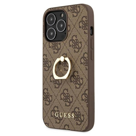 Guess 4G Ring Case - Etui iPhone 13 Pro (brązowy) (GUHCP13L4GMRBR)