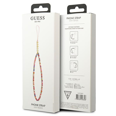 Guess Phone Strap Beads Heishi - Zawieszka do telefonu 25 cm (Multicolor Pink) (GUSTGMPP)