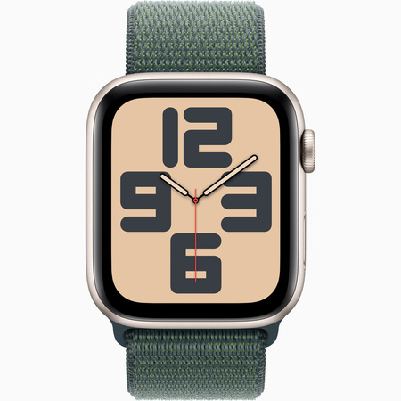 Apple Watch SE GPS 44mm Koperta z aluminium w kolorze księżycowej poświaty, opaska sportowa w kolorze górskiego jeziora (MXEW3ET/A)