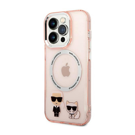 Karl Lagerfeld Karl & Choupette Aluminium MagSafe - Etui iPhone 14 Pro (różowy) (KLHMP14LHKCP)
