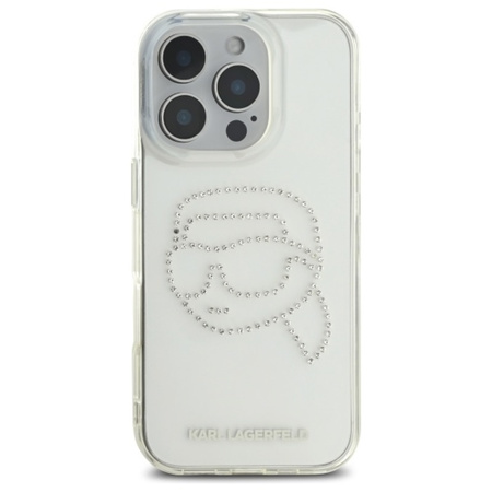 Karl Lagerfeld IML Rhinestones Karl Head - Etui do iPhone 16 Pro Max (przezroczysty) (KLHCP16XHKHDCELT)