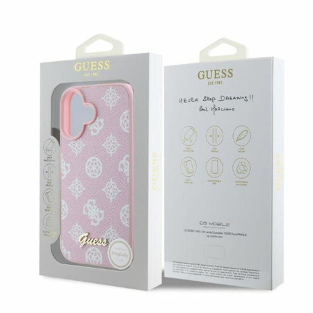 Guess Peony Script MagSafe - Etui iPhone 16 (różowy) (GUHMP16SPGPYSP)