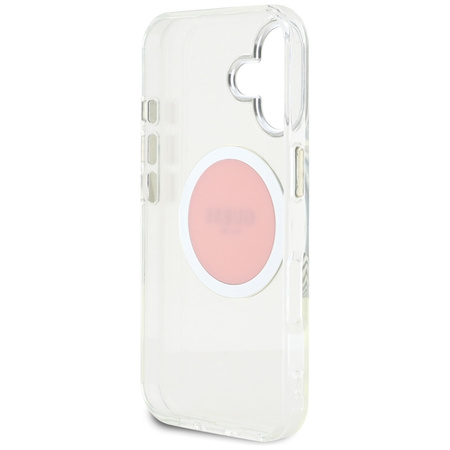 Guess IML Metal Colored Circle Classic Logo MagSafe - Etui do iPhone 16 (różowy) (GUHMP16SHTDRCEDP)