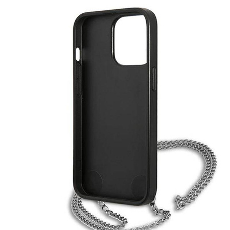 Karl Lagerfeld Leather Textured and Chain - Etui iPhone 13 Pro Max (czarny) (KLHCP13XPMK)