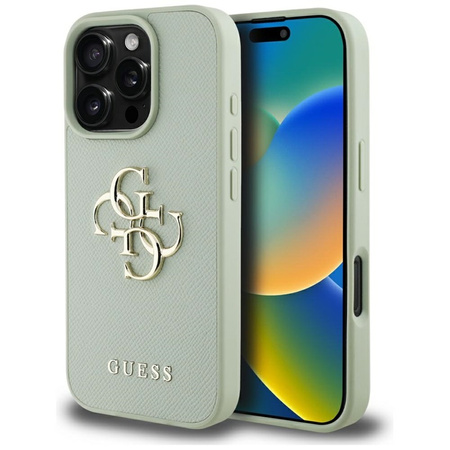Guess Grained Big 4G Logo Small Classic Logo - Etui do iPhone 16 Pro Max (zielony) (GUHCP16XPGT4MBN)