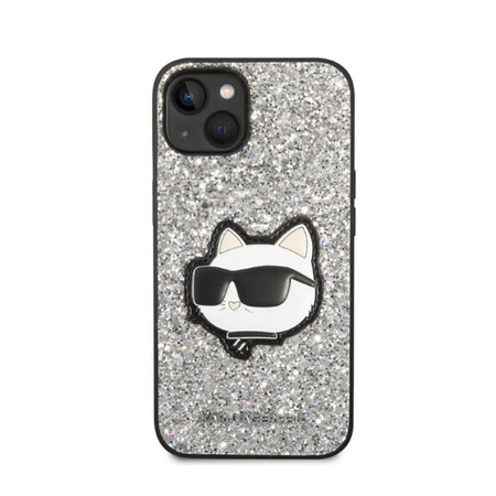 Karl Lagerfeld NFT Glitter Choupette Patch - Etui iPhone 14 (srebrny) (KLHCP14SG2CPS)