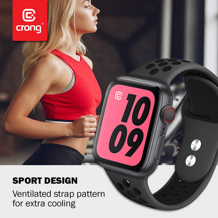 Crong Duo Sport - Pasek do Apple Watch 44/45/46/49 mm (szary/czarny) (CRG-44DSB-BLK)